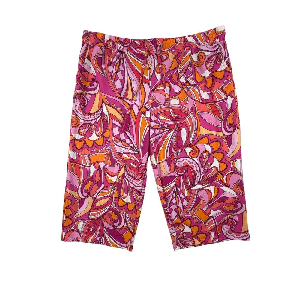 Belle Beach by Kim Gravel Cabana Beach Pants Womens XLP Malibu Pink Mod Cropped